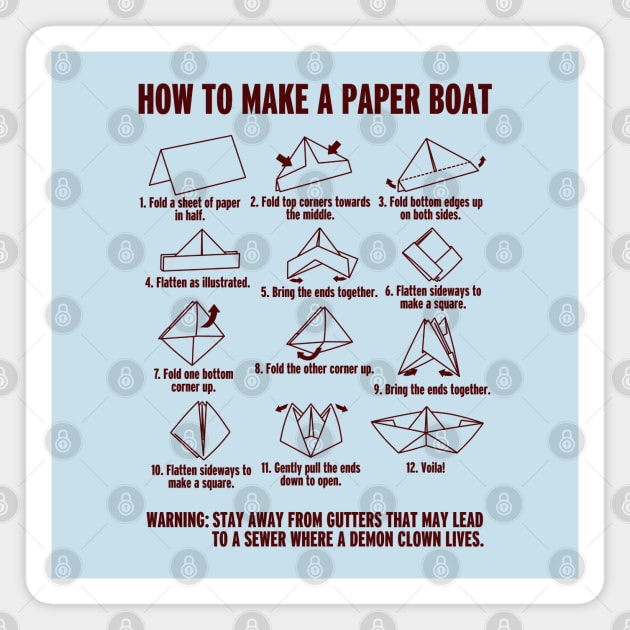 Horror Movie 80's Retro Funny Paper Making Boat Tutorial Magnet by BoggsNicolas